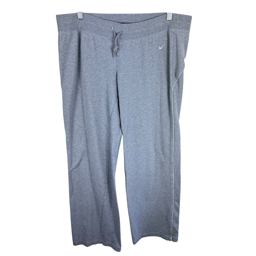 Nike Y2K Cotton Gray Straight Leg Drawstring Lightweight Sweatpants Womens Sz L